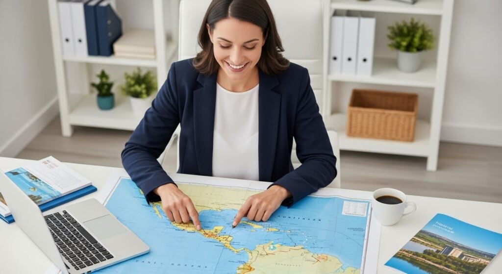 Expert travel advisor Melinda from Quillway Travel planning a multi-generational group cruise.